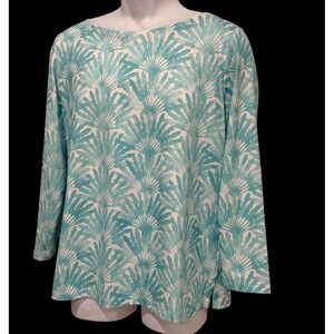 Vineyard Vines Women Top L Performance Seafoam Palms Stretch Island Cruise